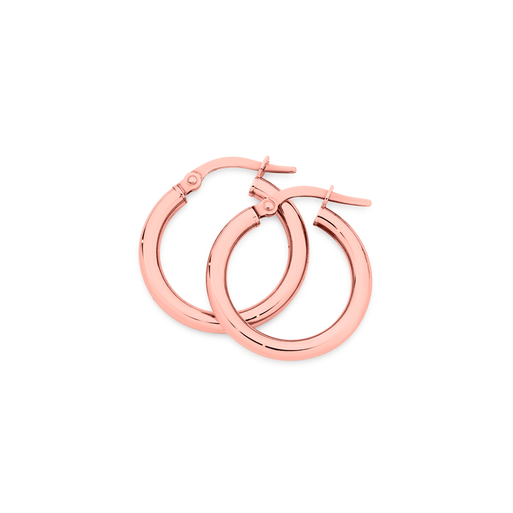 9ct Rose Gold 2.5x15mm Polished Hoop Earrings | Goldmark (AU)