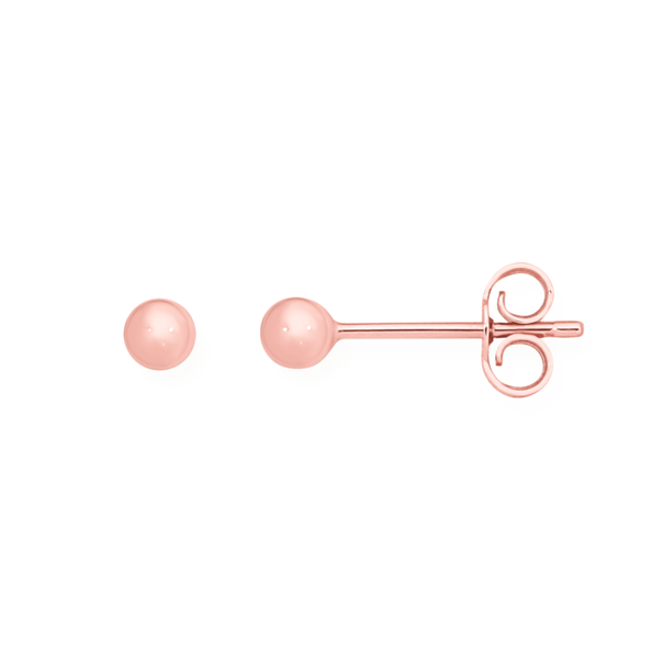 9ct Rose Gold 3mm Polished Ball Stud Earrings