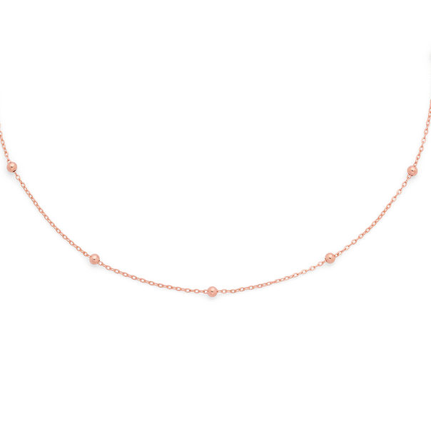 9ct Rose Gold 50cm Beaded Solid Cable Chain