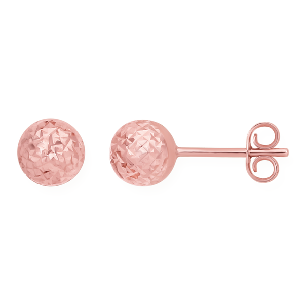 9ct Rose Gold 6mm Diamond-cut Ball Stud Earrings