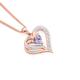 9ct Rose Gold Amethyst & Diamond Open Heart Swirl Pendant