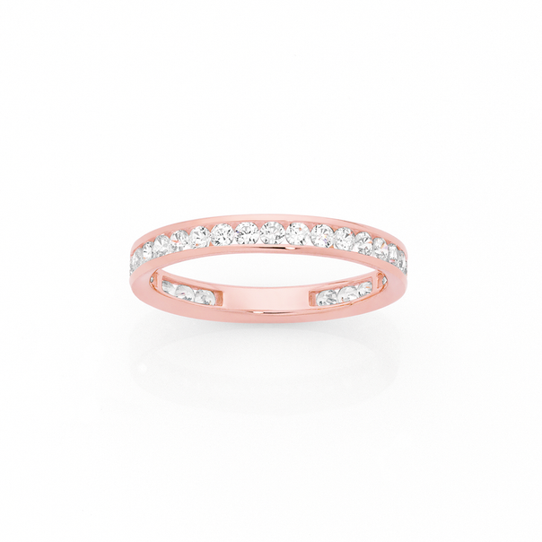9ct Rose Gold Cubic Zirconia Band