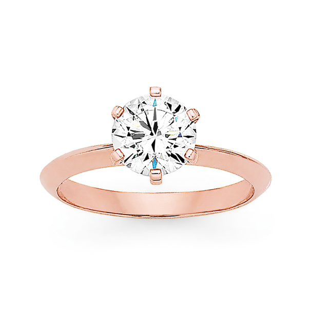 9ct Rose Gold Cubic Zirconia Solitaire Ring