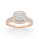 9ct Rose Gold Diamond Cushion Shape Shoulder Set Dress Ring