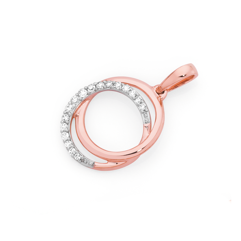 Rose gold double circle necklace hotsell