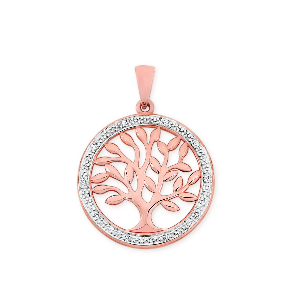 9ct Rose Gold Diamond Tree of Life 