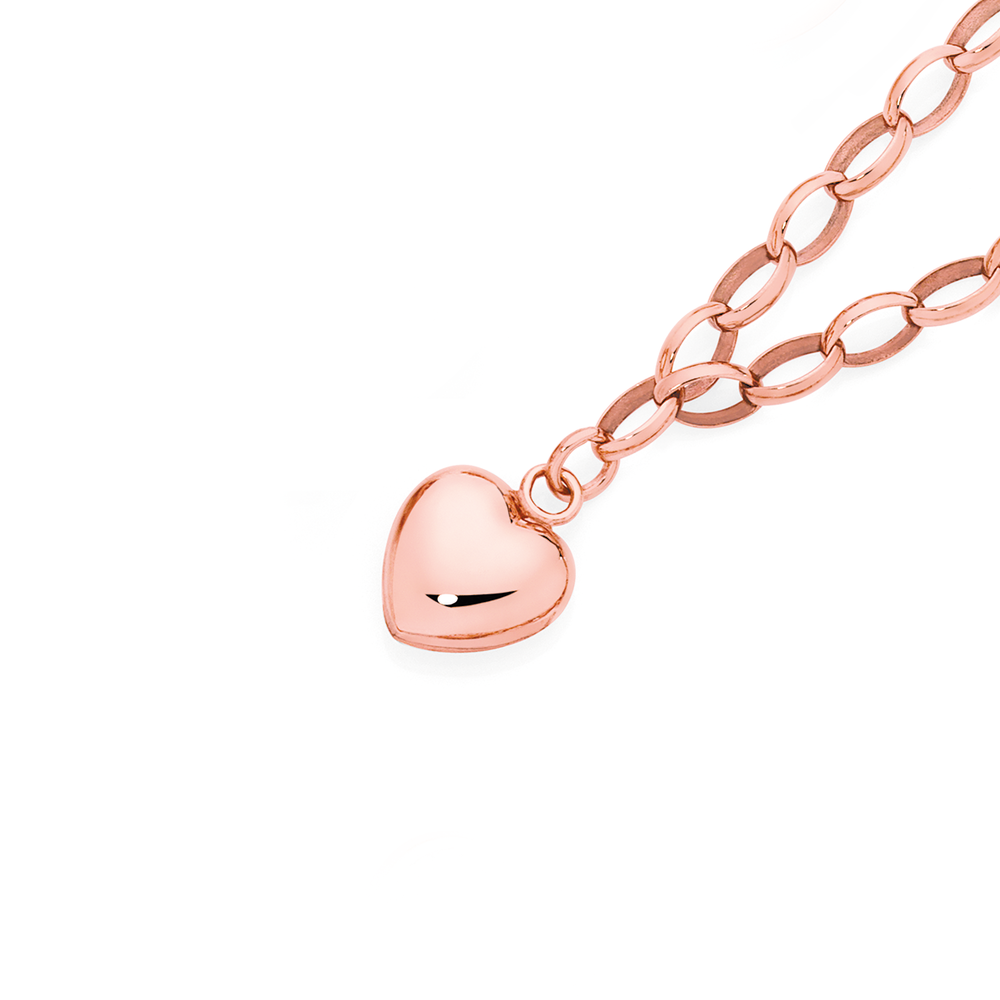 9ct Rose Gold on Silver 19cm Heart 