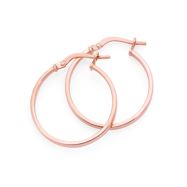 9ct Rose Gold on Silver 2.5x20mm Square Tube Hoop Earrings