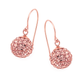 9ct Rose Gold Peach Crystal Ball Drop Earrings
