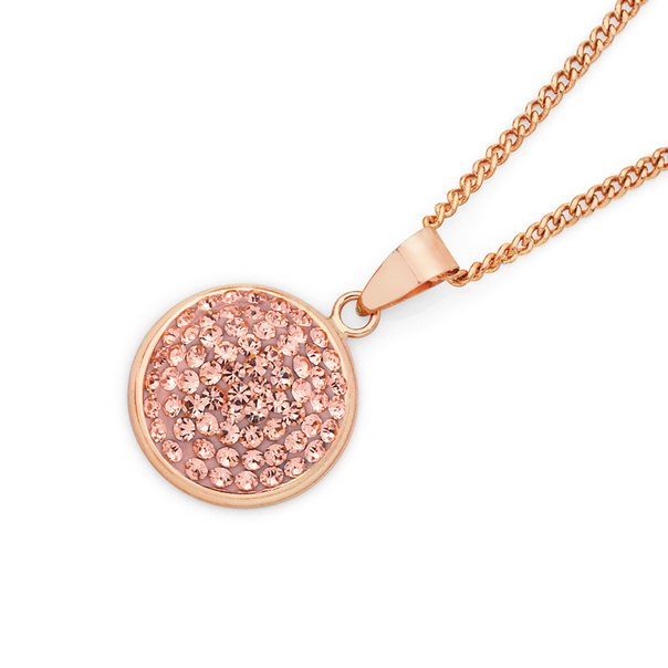 9ct Rose Gold Peach Crystal Dome Pendant