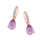 9ct Rose Gold Pink Amethyst & Diamonds Earrings