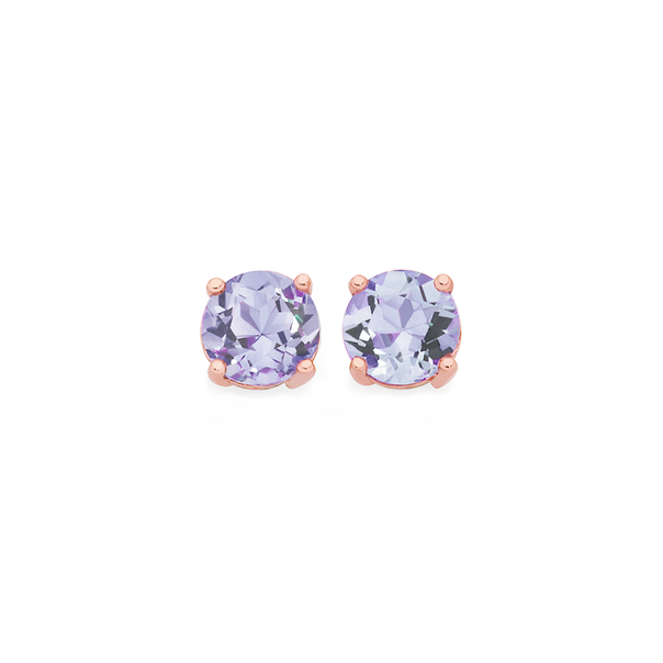 9ct Rose Gold Pink Amethyst Stud Earrings