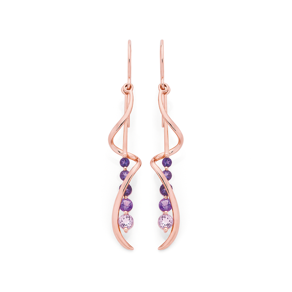Rose gold discount amethyst earrings