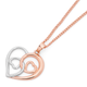 9ct Rose Gold Two Tone 'Love in Harmony' Offset Heart Pendant
