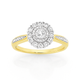 9ct Two Tone Gold Diamond Double Halo Round Cluster Ring