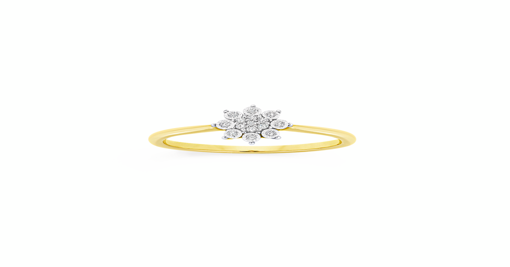 9ct Two Tone Gold Diamond Flower Cluster Ring | Goldmark (AU)