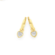 9ct Two Tone Gold Diamond Heart Drop Huggie Earrings