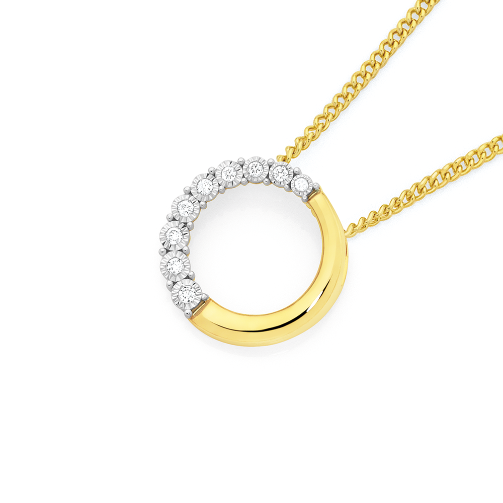 9ct Two Tone Gold Diamond Open Circle Pendant Goldmark AU