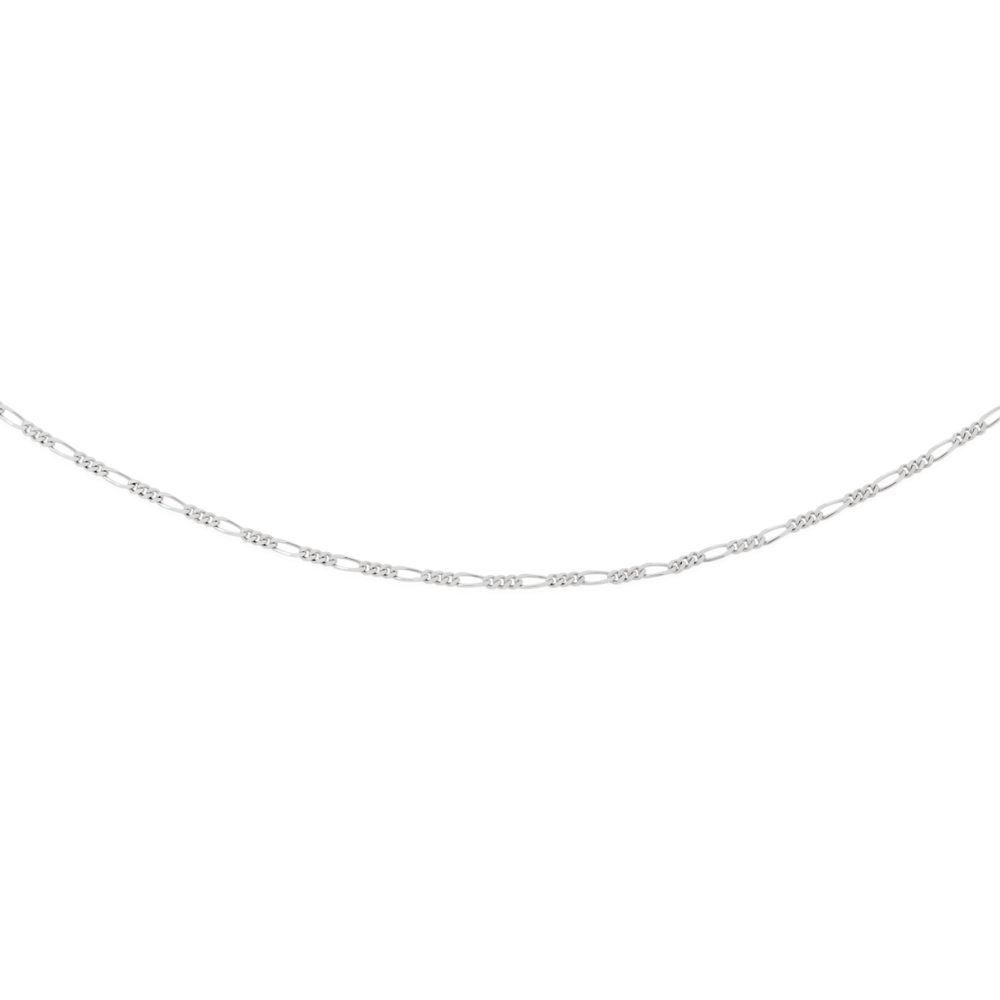 9ct White Gold 45cm Solid Figaro Chain 