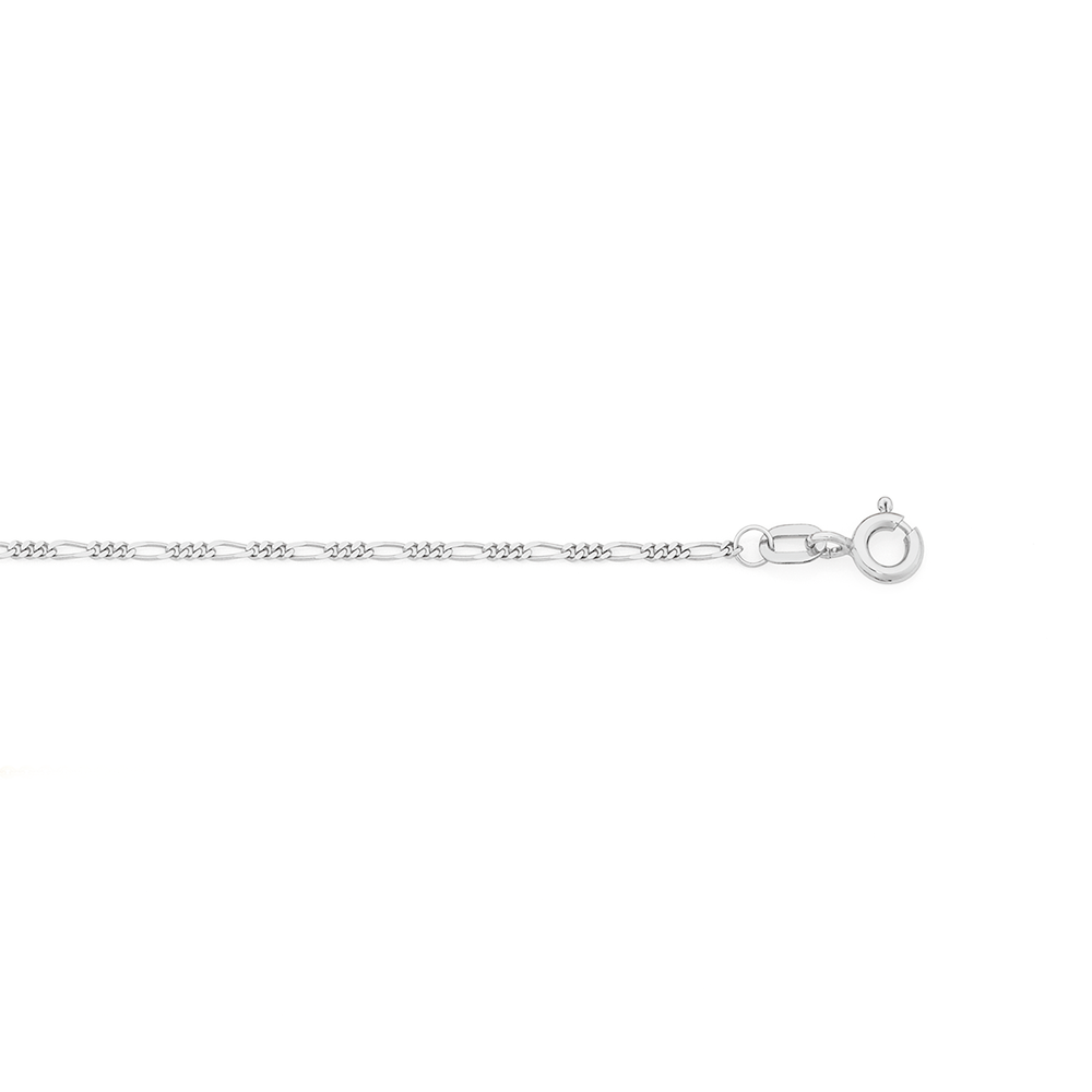 9ct White Gold 50cm Solid Figaro 3+1 