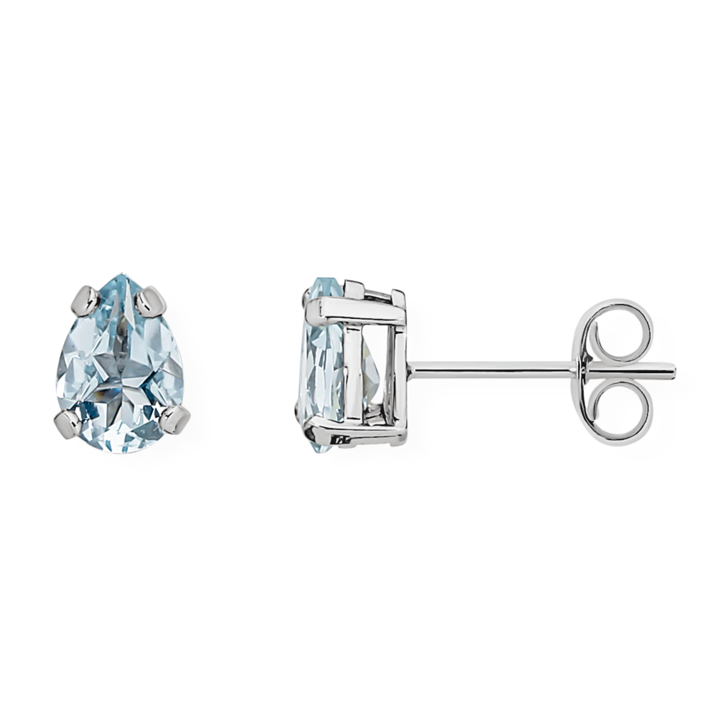 Aquamarine stud on sale earrings white gold