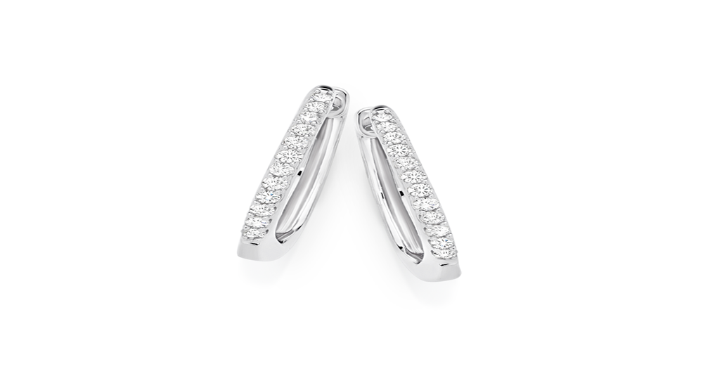 9ct White Gold Diamond Fine Huggie Earrings Goldmark (AU)