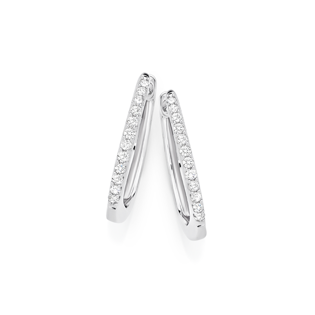 9ct White Gold Diamond Fine Huggie Earrings Goldmark (AU)