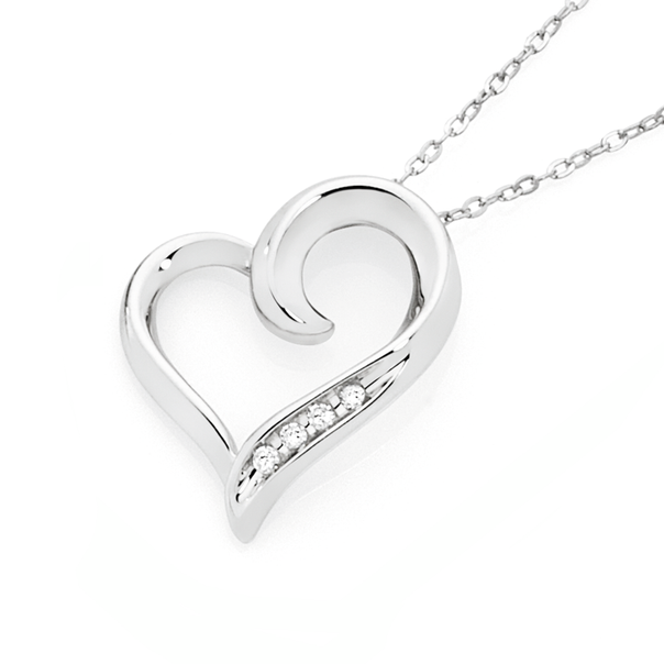 9ct White Gold Diamond Heart Pendant With White Gold Chain Pendants Goldmark Au 9ct White Gold Diamond Heart Pendant With White Gold Chain Pendants Goldmark Au