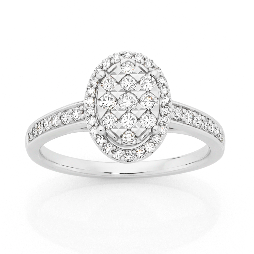 9ct Gold Diamond Offset Ring | Goldmark (AU)