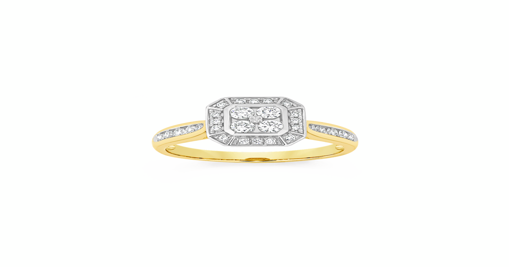 Alora 9ct Gold 1/2 Carat Tw Lab Grown Diamond Asscher Cluster Ring ...