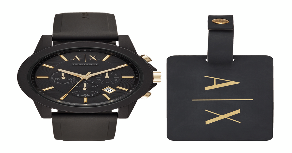 Armani Exchange Outerbanks Chronograph Black Dial Brown Leather Strap Watch For Men - AX1732