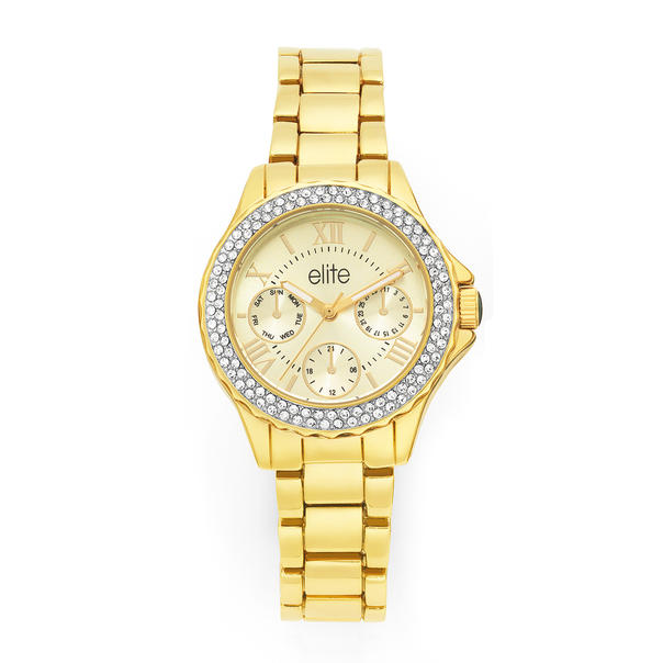 elite Ladies Gold Tone Watch