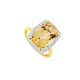 Manhattan G Cocktail Ring Collection - 9ct Gold Honey Quartz Long Cushion Shape Ring