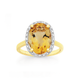 Manhattan G Cocktail Ring Collection - 9ct Gold Honey Quartz Oval Shape Ring