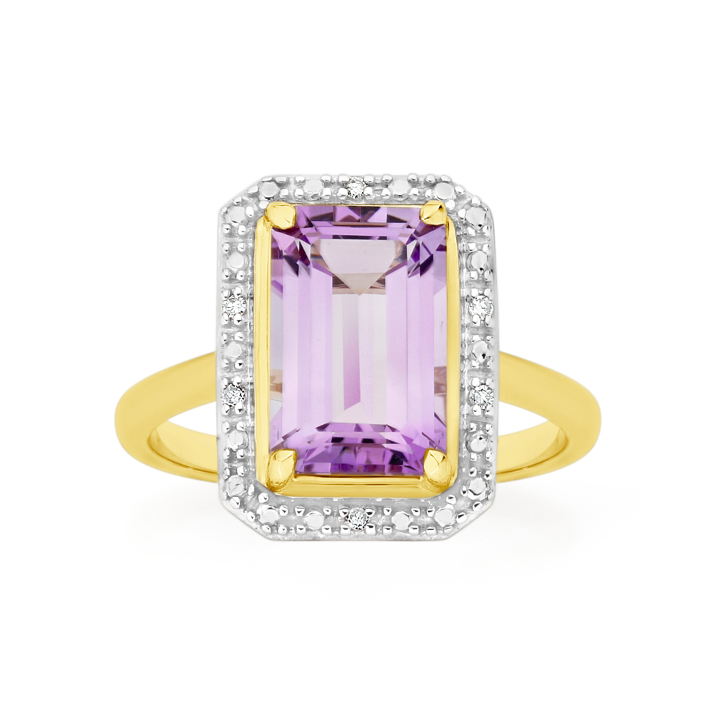 FINE JEWELRY Womens Genuine Purple Amethyst 14K Rose Gold Halo Cocktail Ring  | Vancouver Mall