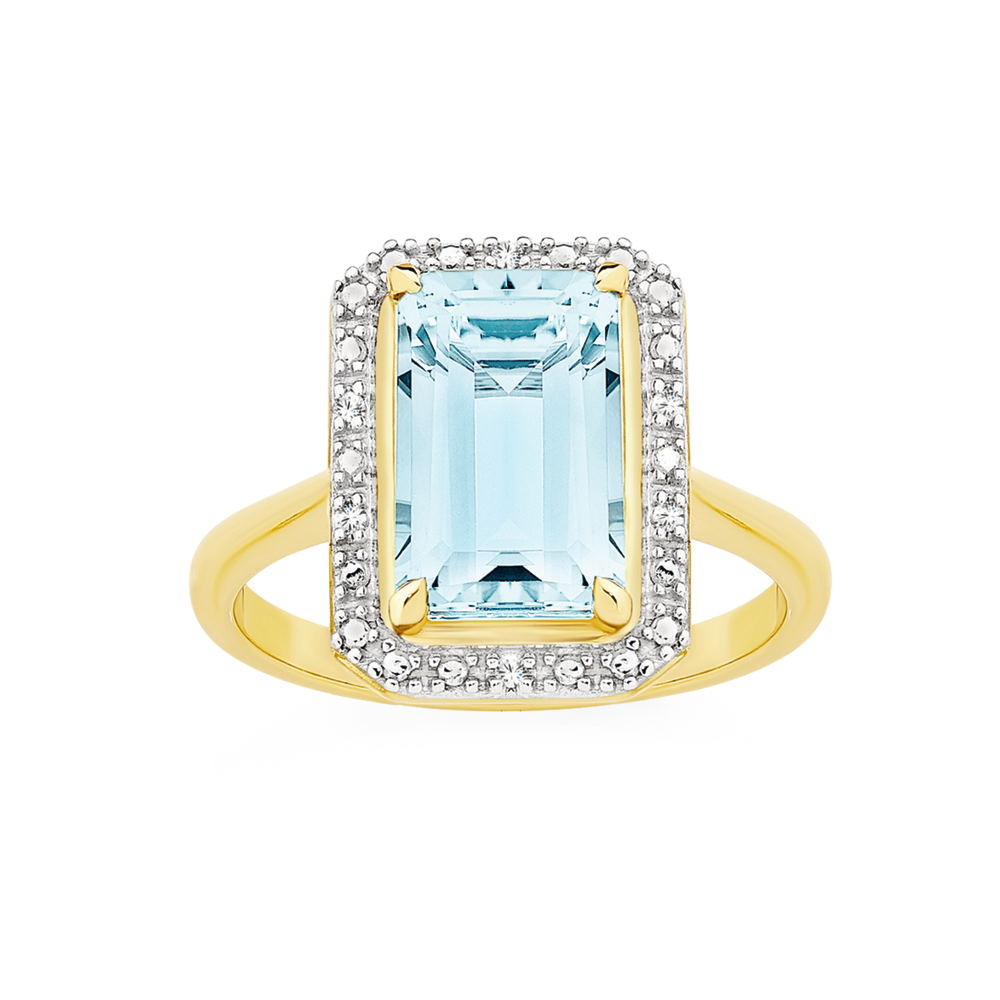 Yellow Gold Sky Blue Topaz Ring | Augustine Jewels London