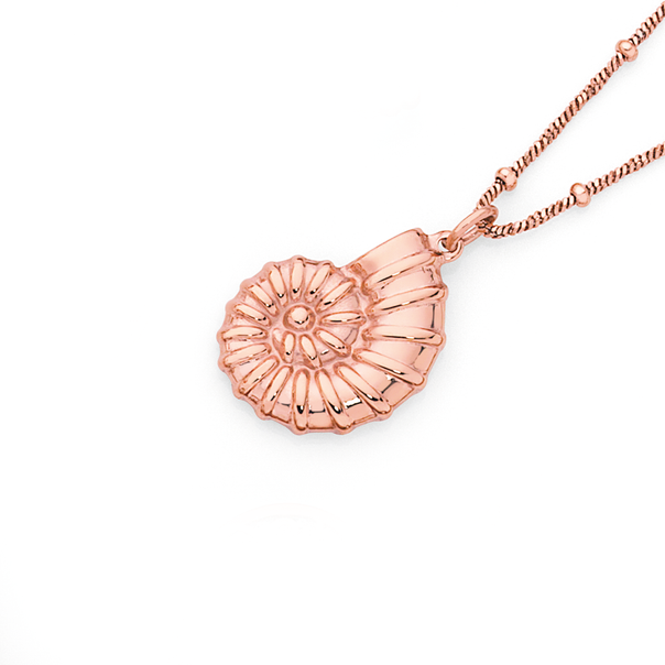 Rose Plate Steel Puffy Spiral Shell Pendant