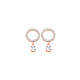 Rose Plated Steel Crystal Circle With Claw Set Drop Earrings