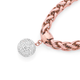 Rose Plated Steel Crystal Pave Ball On Wheat Chain Necklace