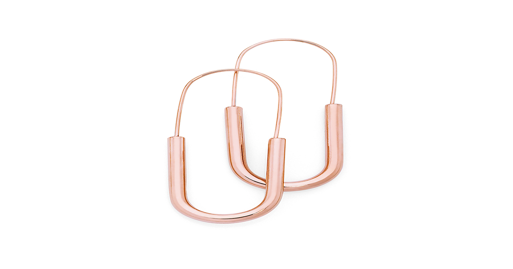 Rose Plated Steel Paperclip Hoop Earrings Goldmark (AU)