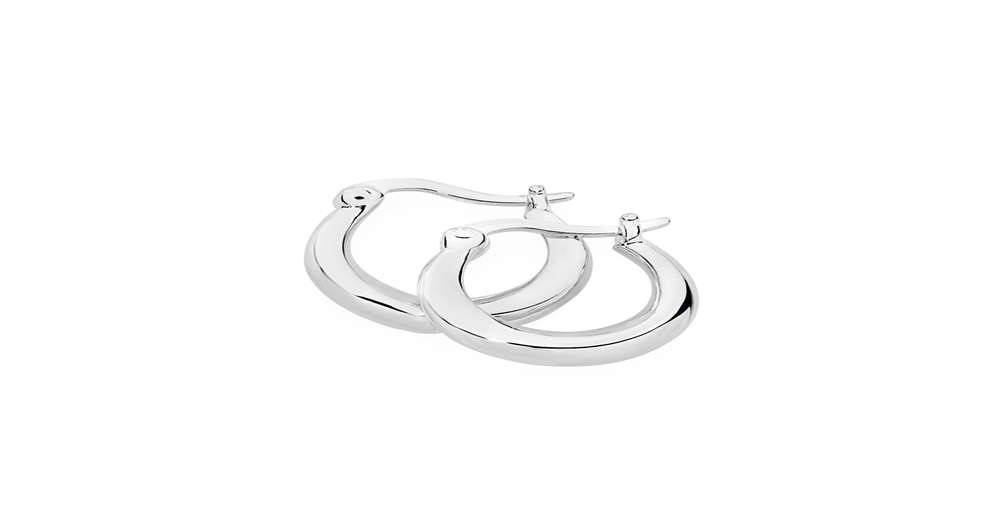 Silver 10mm Bevel Tapered Hoop Earrings Goldmark (AU)