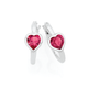 Silver 10mm Pink Crystal Heart Hoop Earrings