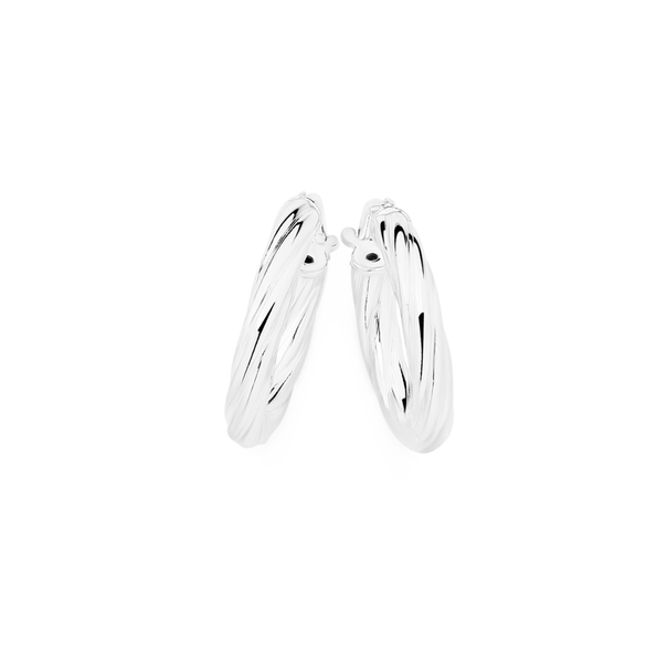 Silver 12mm Twist Hoop Earrings