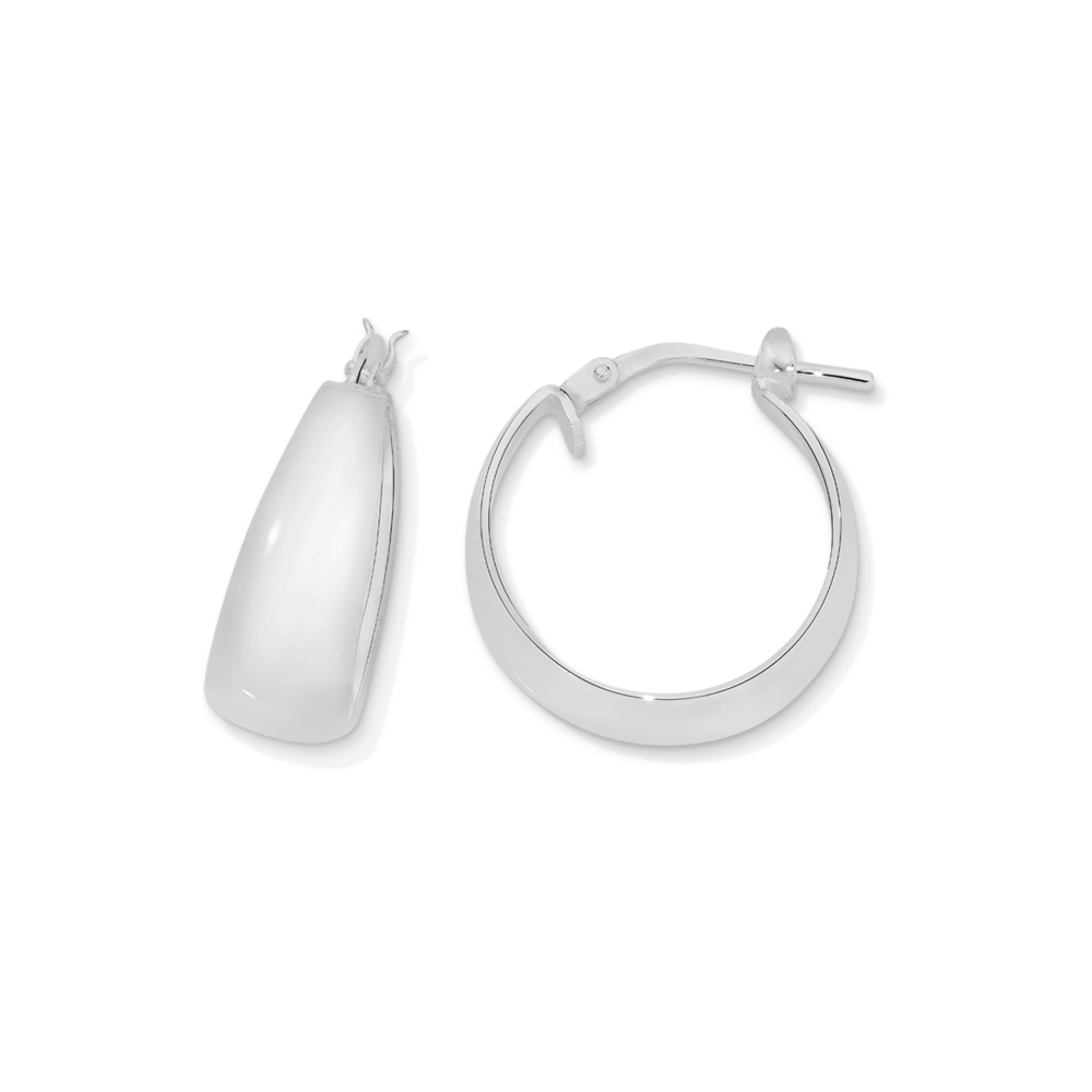 Sterling Silver 15mm Cubic Zirconia Hoop Earrings in White  Prouds