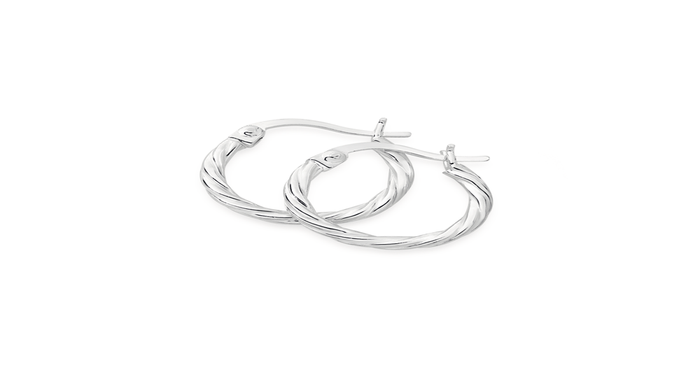 Silver 15mm Twist Hoop Earrings Goldmark (AU)