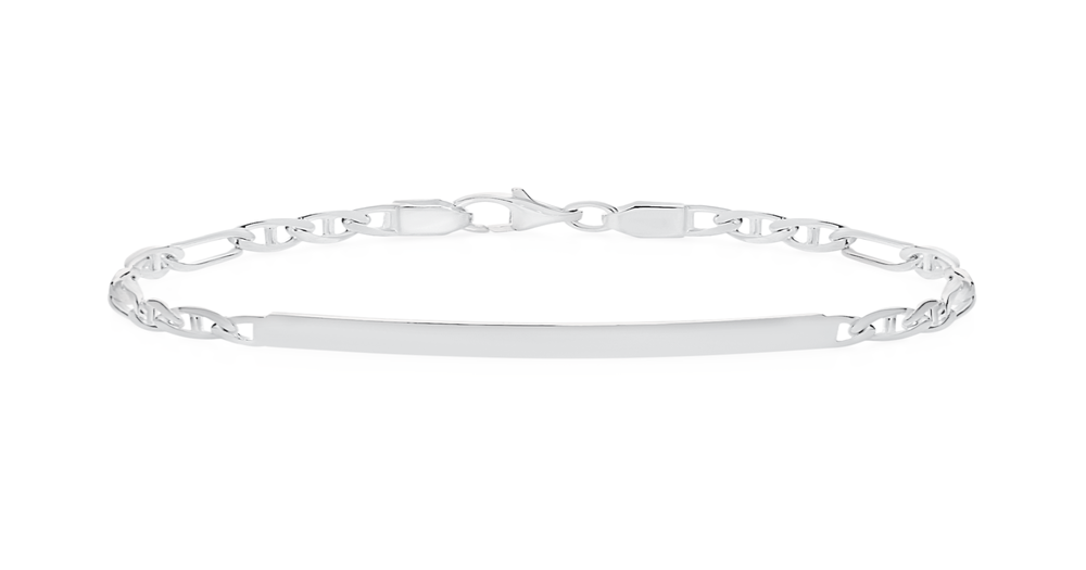 Silver 19cm 3+1 Figaro & Anchor Link Id Bracelet Goldmark (AU)