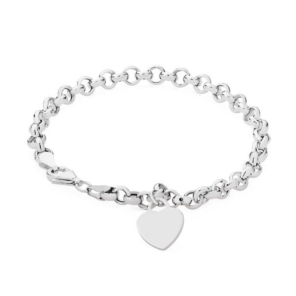 Silver 19cm Belcher With Heart Charm