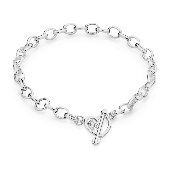 Silver 19cm Heart & Arrow Fob Bracelet