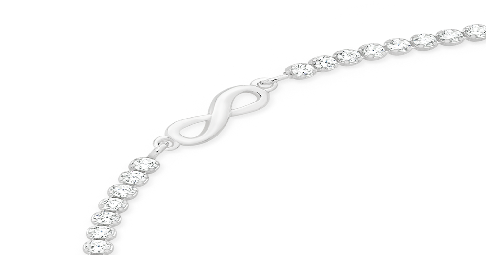 Silver 19cm Infinity Cz Tennis Bracelet in White Goldmark (AU)