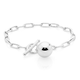 Silver 19cm Long Link With Ball Fob Bracelet